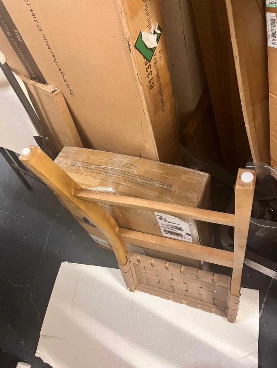 Open Box "Nathan James Cohen Leather Bar Stool Counter Height Chair, Natural Brown, 1 count, Barstool - 24"" Mid-Century Modern Woven Leather Back Sol