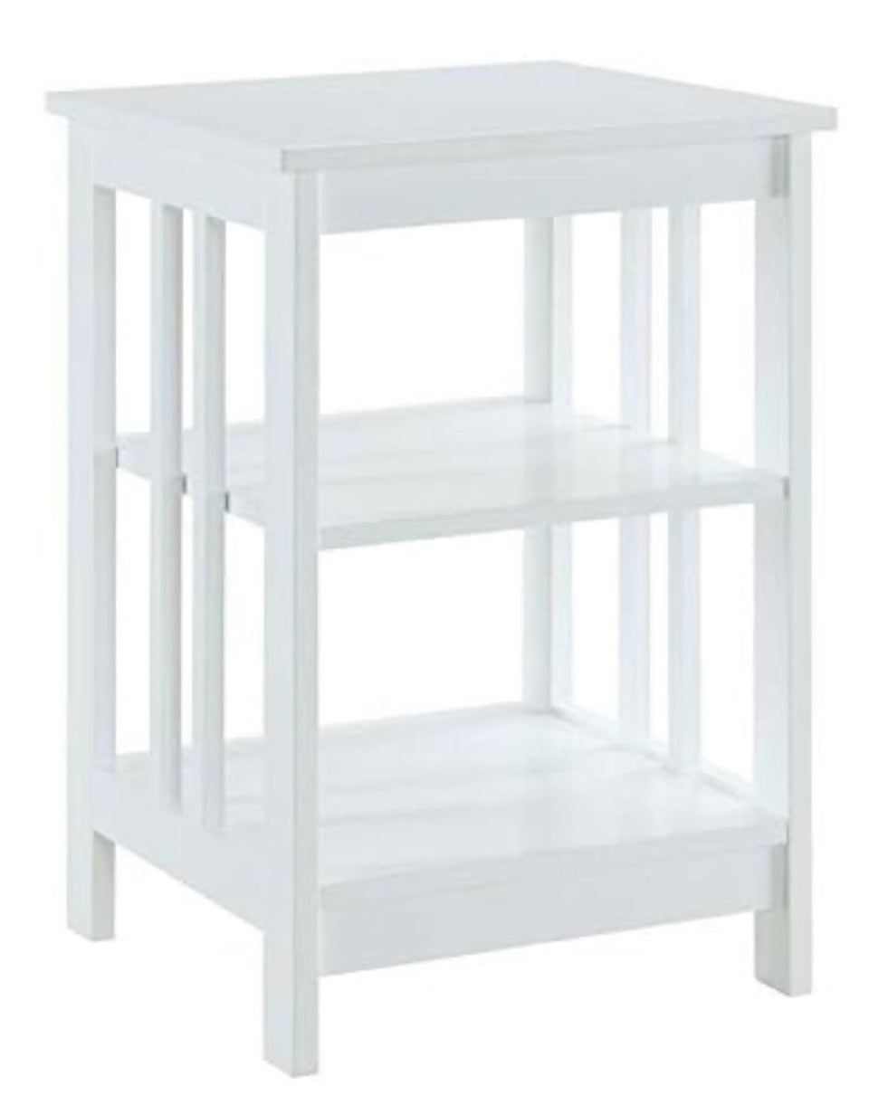 Open box Convenience Concepts Mission End Table with Shelves, White
