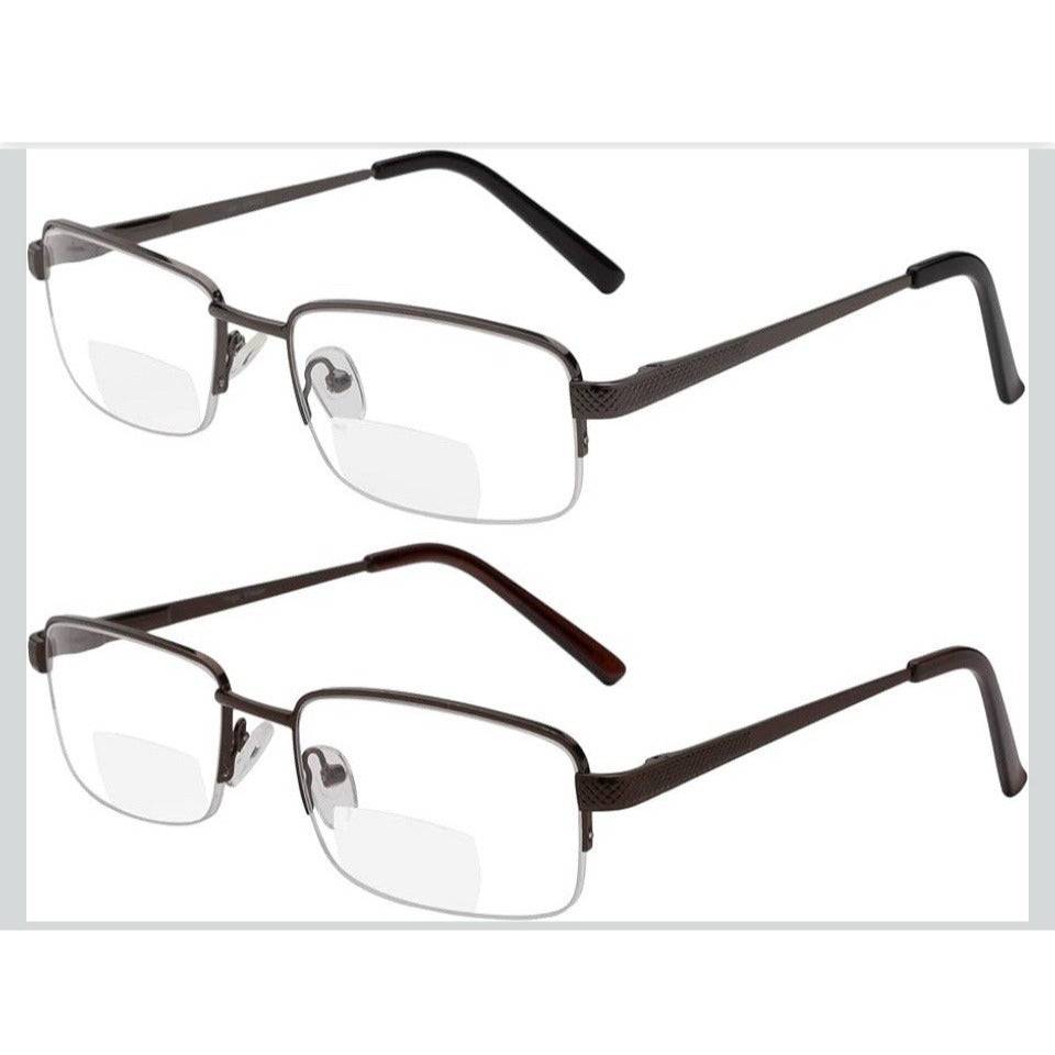 Yogo Vision Reading Glasses set of 2 bifocal half rim metal frames with spring hinges