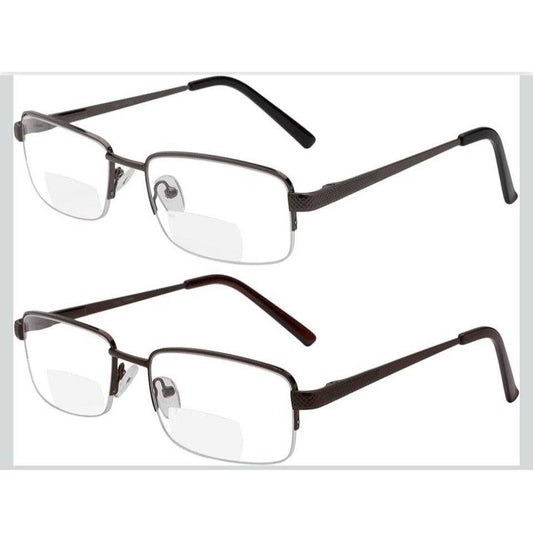 Yogo Vision Reading Glasses set of 2 bifocal half rim metal frames with spring hinges