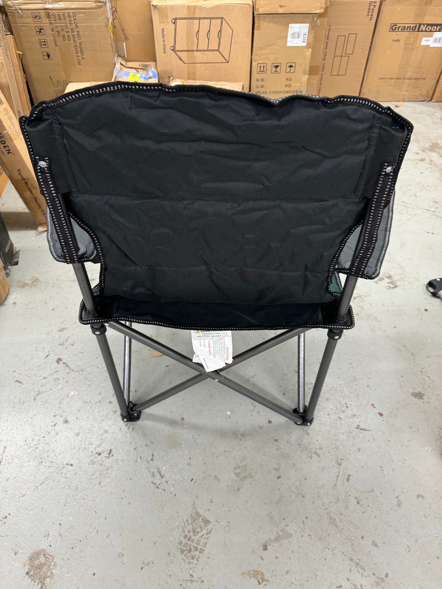 ALPHA CAMP Oversized Heavy Duty Lawn Chair with Cooler Bag Support 450 LBS Steel Frame Camping Folding Collapsible Padded Quad Lumbar Back Arm Chair f