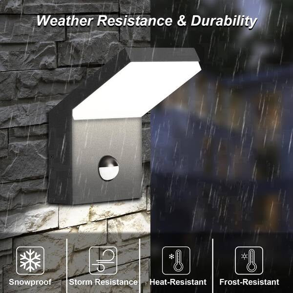 Inowel Dark Gray Wall Light Outdoor Integrated LED Wall Mount Lamp Wall Sconce Lighting with Motion Sensor Lantern Fixture