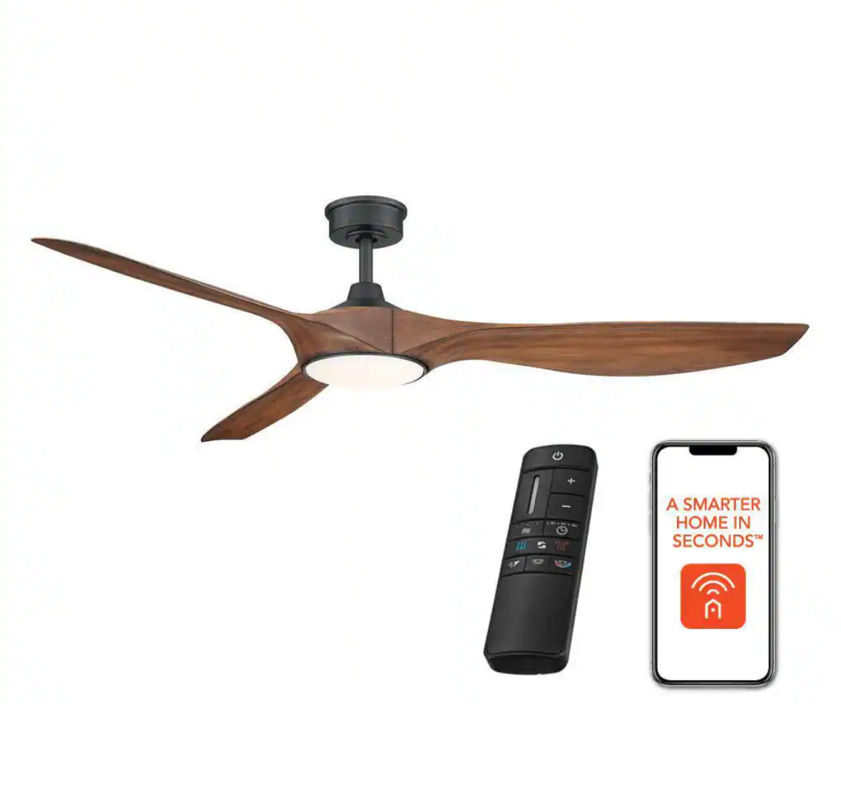 Home Decorators Collection Marlon 66 in. Smart Indoor Natural Iron Ceiling Fan with Adjustable White LED with Remote Included Powered by Hubspace