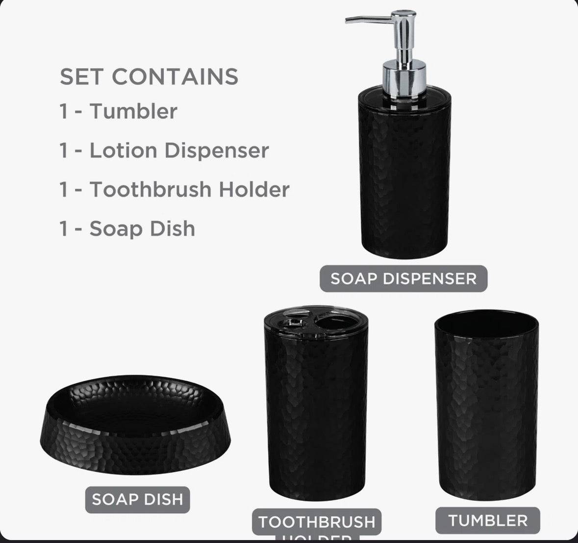 Ebern Designs Hammered Texture 4 Piece Bath Accessory Set