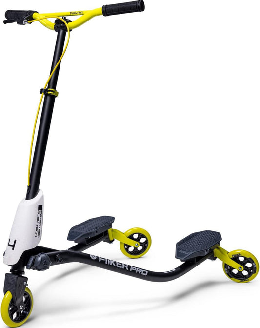 Yvolution Swing Scooter for Kids with foldable design and adjustable handle, featuring three wheels for stability.