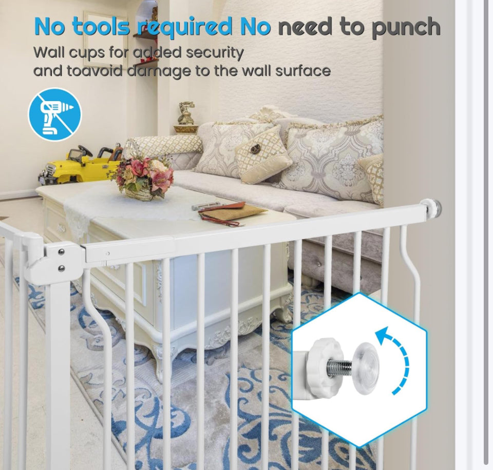Owlie Baby Gate Indoor 75-85 Inch, Extra Wide Safety Gate for Baby Large Stairway Gate Adjustable Baby Gates Pressure Mount Wide Gates for Baby Pet St