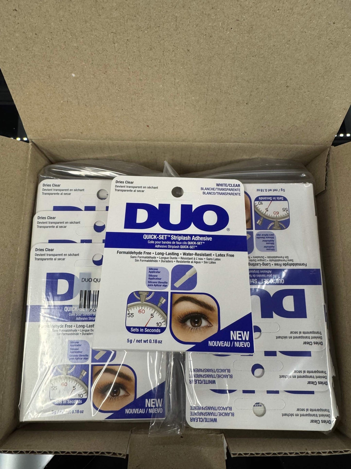 DUO Quick-Set Strip Lash Adhesive – Clear, Waterproof, Long-Lasting Lash Glue, Fast-Drying for False Lashes, 0.18 oz, 1-Pack