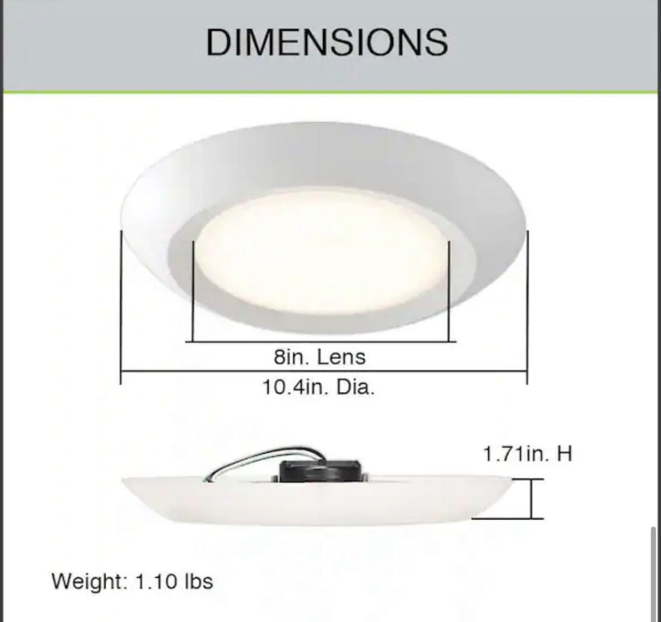 Open Box Commercial Electric 10 in. 18-Watt Adjustable CCT Disk Light LED Flush Mount Light Fixture 1500 Lumens J-Box Compatible 120V Dimmable