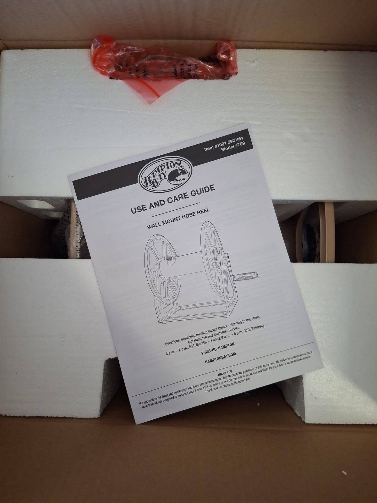 Hampton Bay Commercial Wall-Mount Hose Reel Tan Powder Coated Finish New