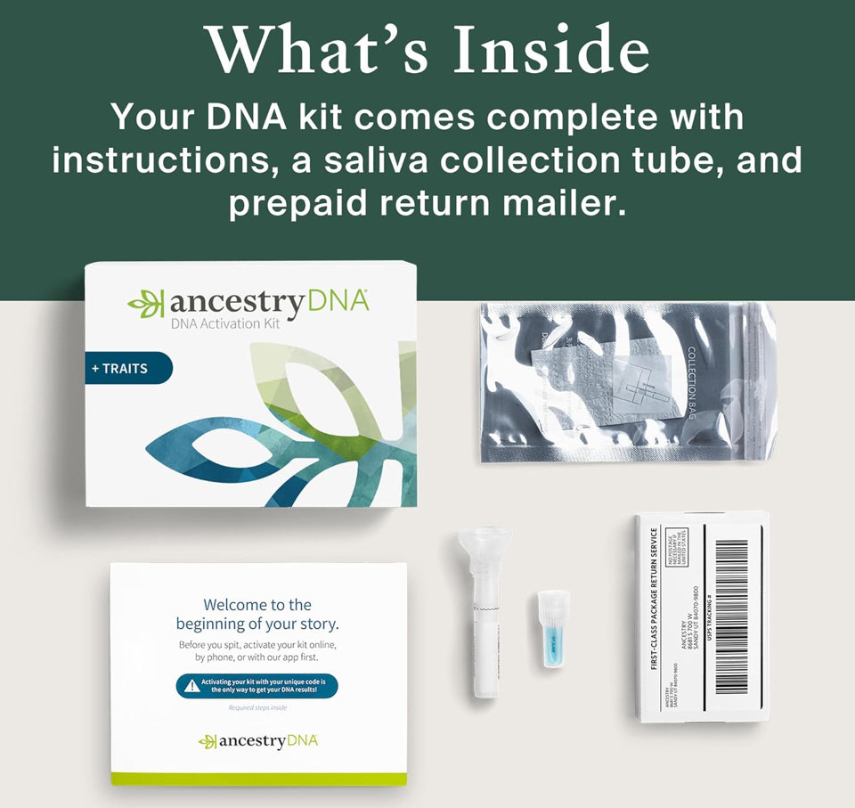 Brand New AncestryDNA + Traits Genetic Test Kit: Personalized Genetic Traits, DNA Ethnicity Test, Origins & Ethnicities, Complete DNA Test, Ancestry R
