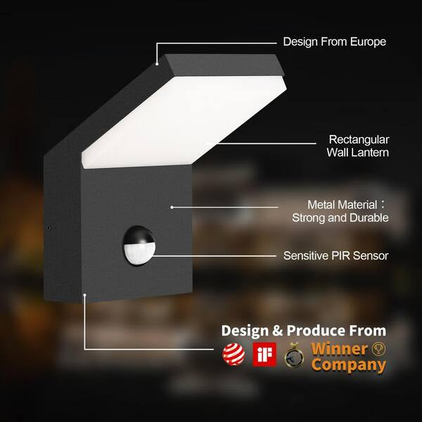 Inowel Dark Gray Wall Light Outdoor Integrated LED Wall Mount Lamp Wall Sconce Lighting with Motion Sensor Lantern Fixture