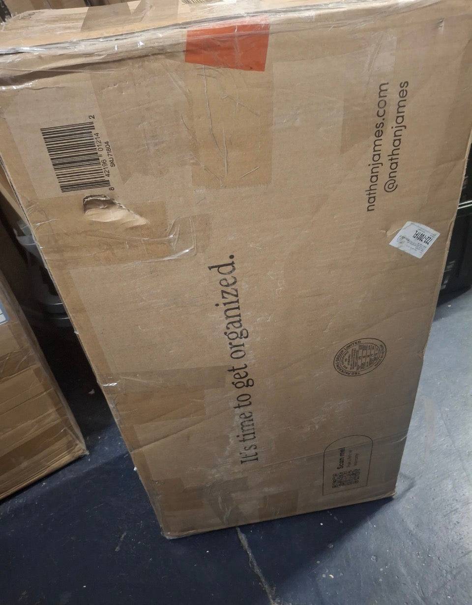 Open Box New Nathan James Jasper Black Oak Finish MDF 31 in. Sideboard Accent Storage Cabinet with Fluted Doors and Adjustable Shelves