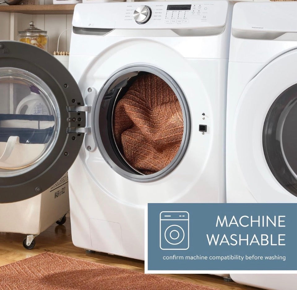 OPEN BOX NEW TOWN & COUNTRY BASICS Pax Herringbone Textured Solid Everwash® Washable Area Rug, Low Pile, Non-Slip Backing, Easy Clean Pet & Family Fri