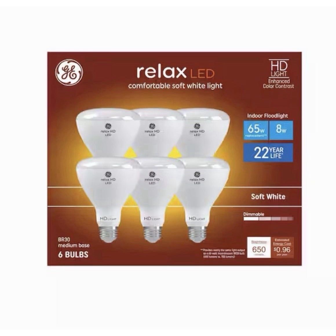 65-Watt Equivalent Soft White BR30 Dimmable Reflector LED Light Bulb (6-Pack)