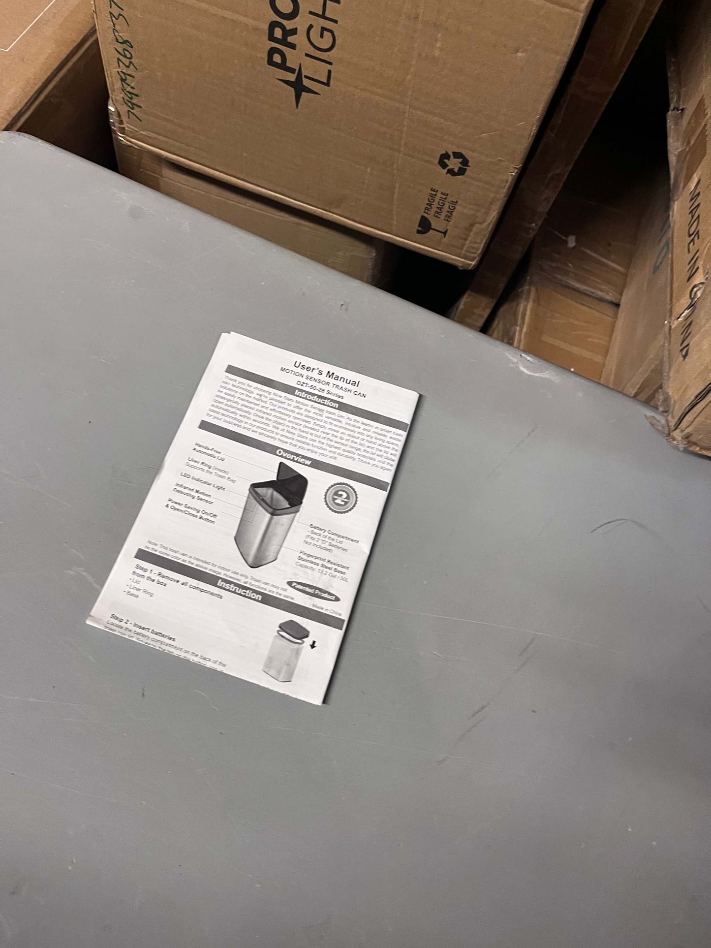 13 Gal. Stainless Steel Touchless Metal Household Trash Can