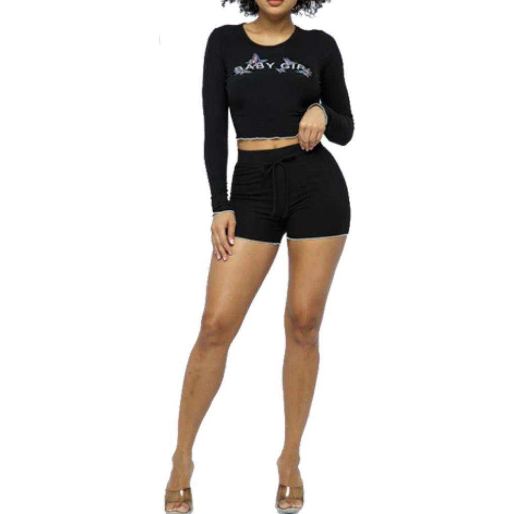 BABY GIRL PRINT RIBBED SHORT SET - Selzalot