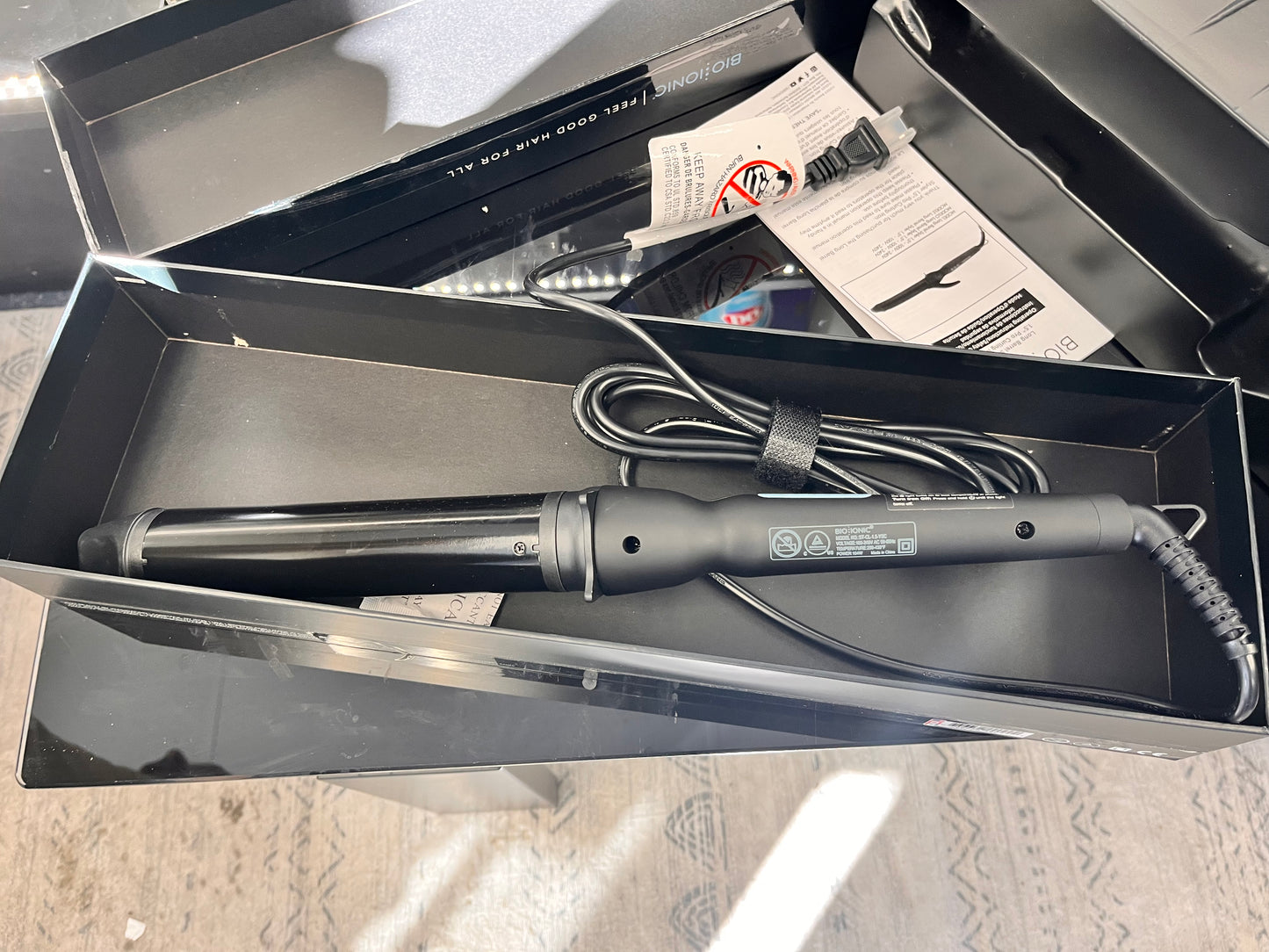 Open Box New Bio lonic Long Barrel Styler,Curling Iron with Moisture Heat Technology & Nanolonic MX, Verstatile Curling Wand
