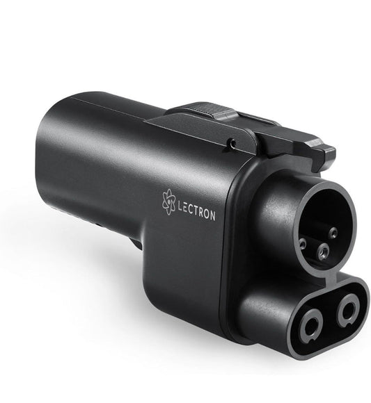 Lectron NACS to CCS electric vehicle adapter for fast charging Tesla Superchargers compatible with CCS1 EVs.