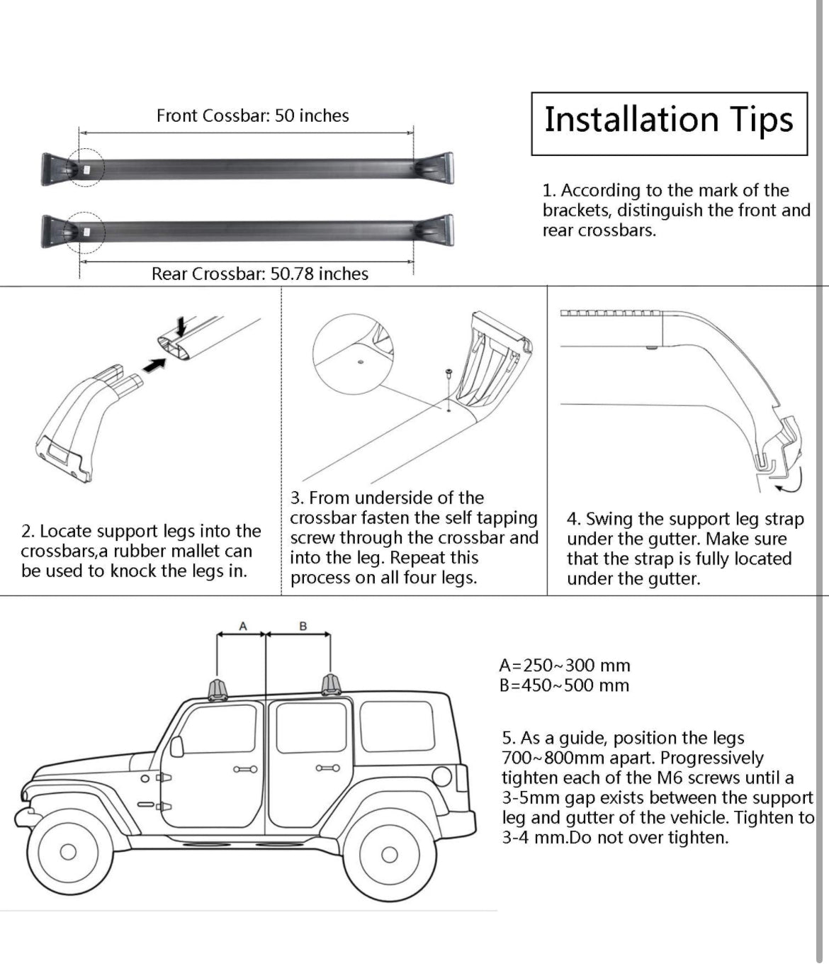 Hooke Road Roof Rack Cross Bars Kayak Cargo Carriers Compatible with Jeep Wrangler JK JL Gladiator JT 2007-2024 (4-Door Hard Top) - Selzalot
