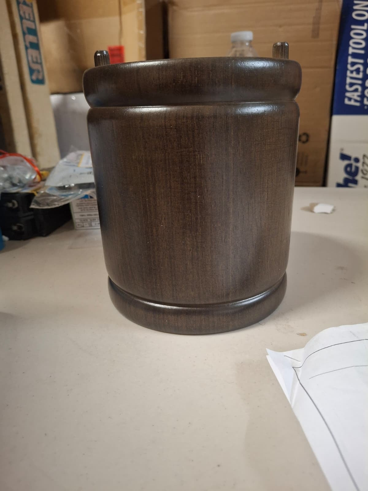 Open Box International Concepts Hickory/Coal 30 in. Round Top Solid Wood Counter Height Pedestal Dining Table - Seats 2