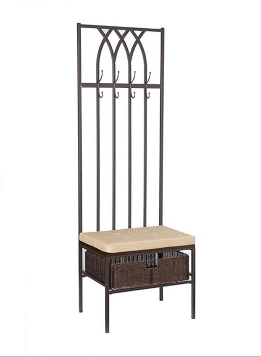 SEI Tristan Hall Tree Bench, 72H x 25W x 18D, Dark Brown