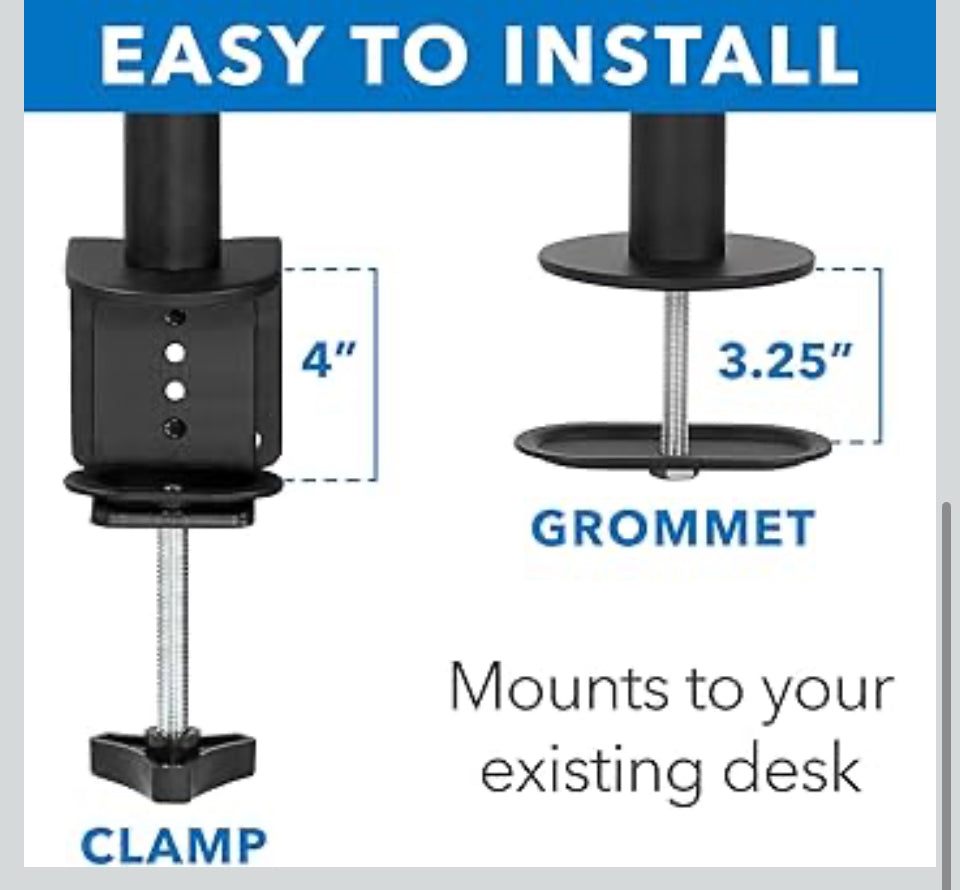 Open Box Mount-It! Dual Monitor Mount Double Monitor Desk Stand | Two Heavy Duty Full Motion Adjustable Arms Fit 2 Computer Screens 17 19 20 21 22 24