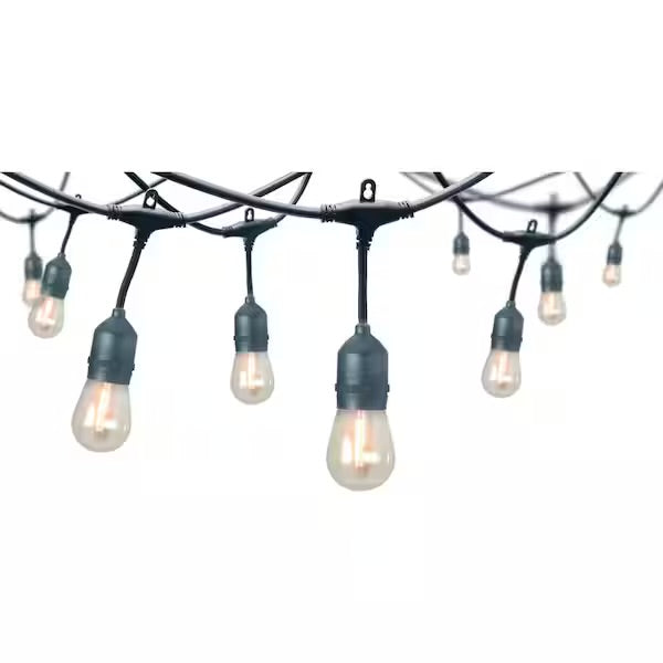 Open box Hampton Bay 12-Light 24 ft. Plug-in Indoor/Outdoor Edison String Light with S14 Single Filament LED Bulbs