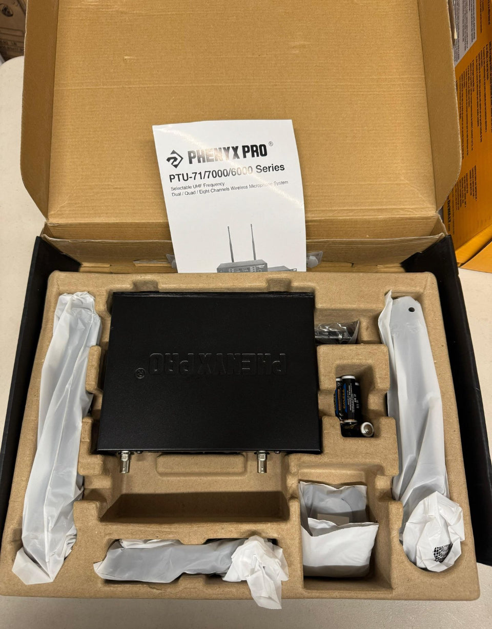 Open Box New Phenyx Pro Wireless Microphone System, Dual Wireless Mics,w/ 2 Handhelds, Auto
