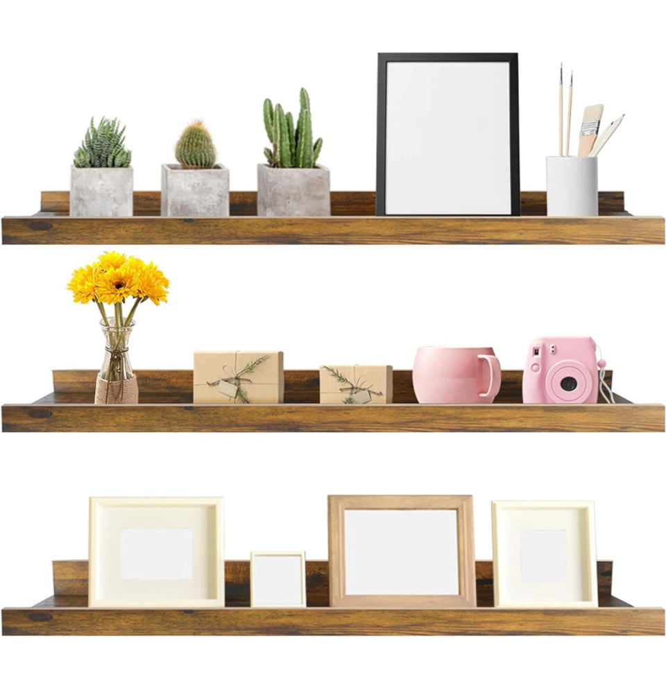 Giftgarden 36 Inch multi-color floating shelves for wall mount in assorted colors for storage and display.