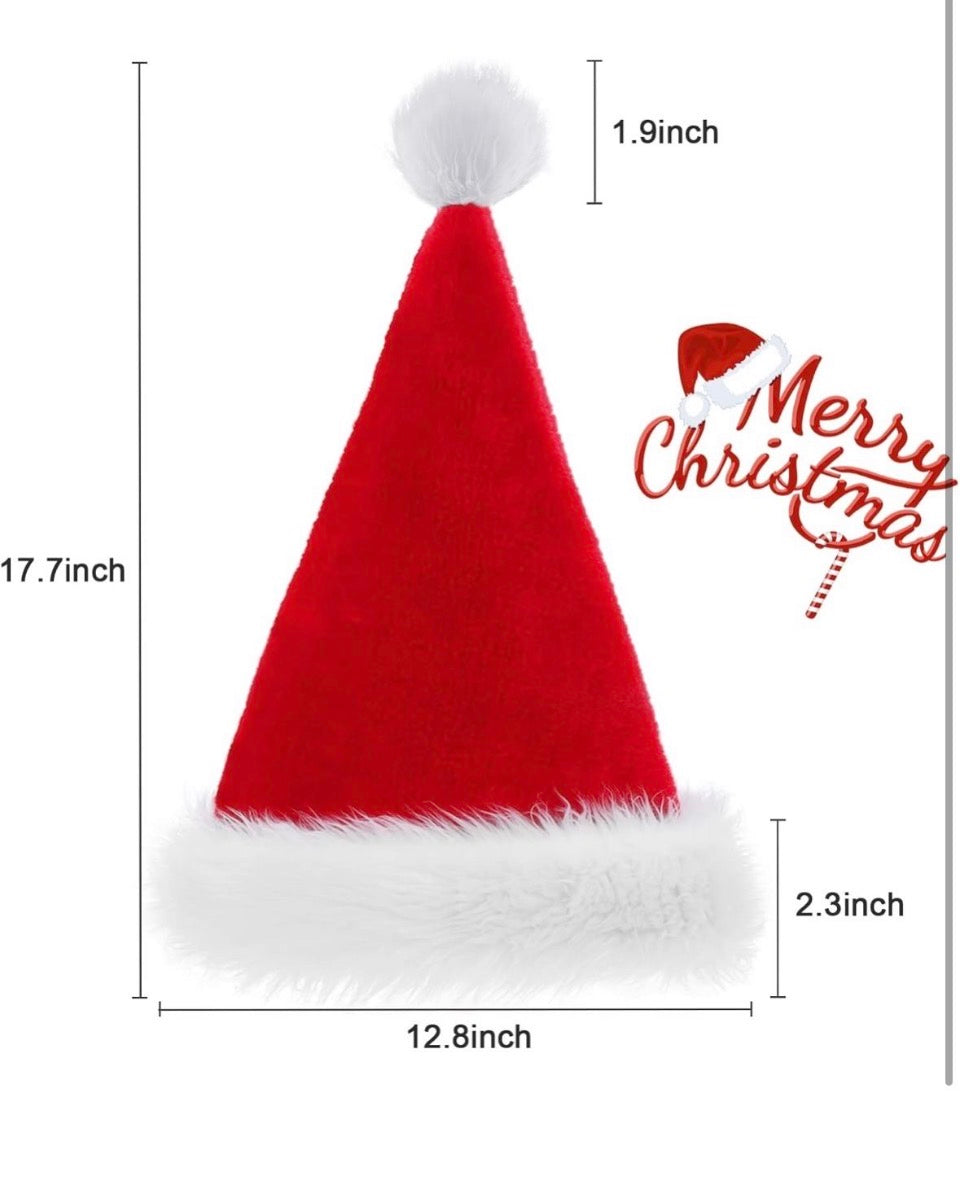 New TCJJ Santa Hat for Adult Christmas Hats Unisex Holiday Velvet Double Layer Comfort Xmas Hat for New Year Festive Party