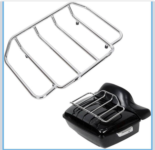 Open Box ECOTRIC Motorcycle Trunk Luggage Rack Trunk Top Rack Rail Compatible with Harley Davidson Touring 1984-2024 Road Glide Road King Street Glide