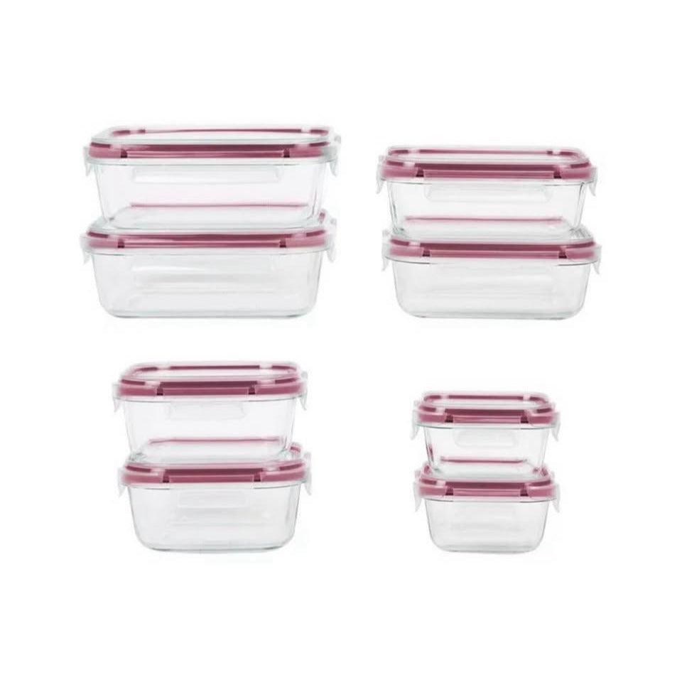 Sedona Kitchen 16-piece fluted glass storage set with leak-proof lids for food storage and meal prep