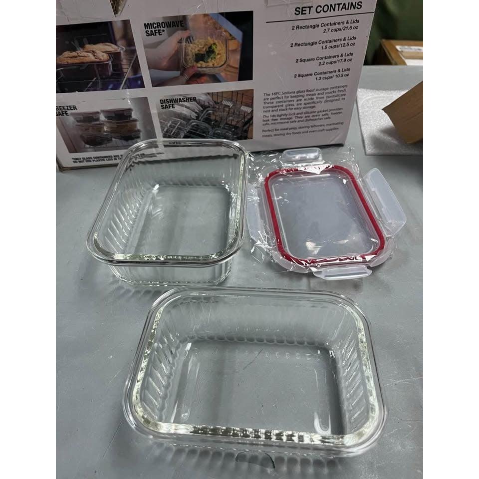 Sedona Kitchen 16 Piece Fluted Glass Storage Set