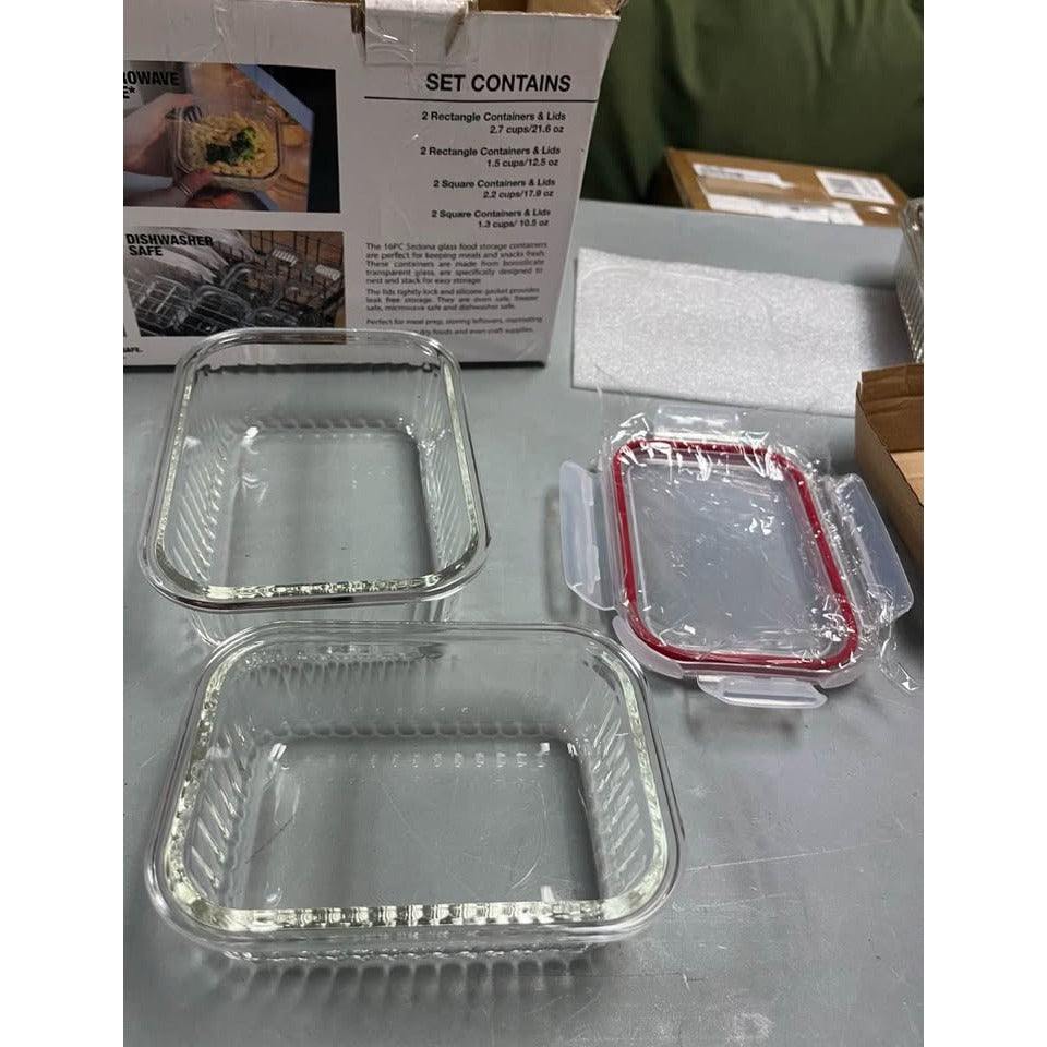 Sedona Kitchen 16 Piece Fluted Glass Storage Set