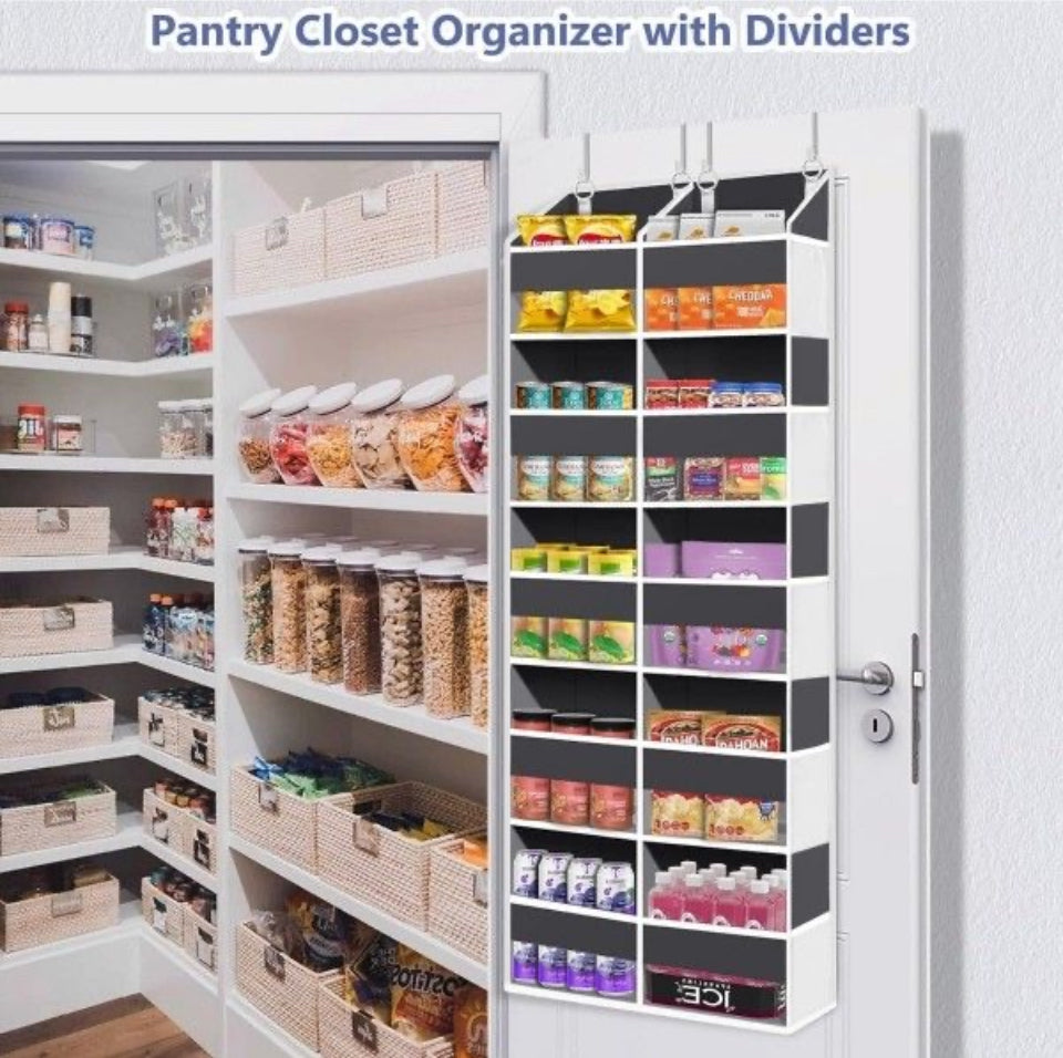 Brand New UVIAHOMI Heavy Duty Over The Door Organizer 5 Tiers, Extra Large Behind Door Storage of 10 Big Front & 10 Mesh Pockets, 80lb Weight Capacity