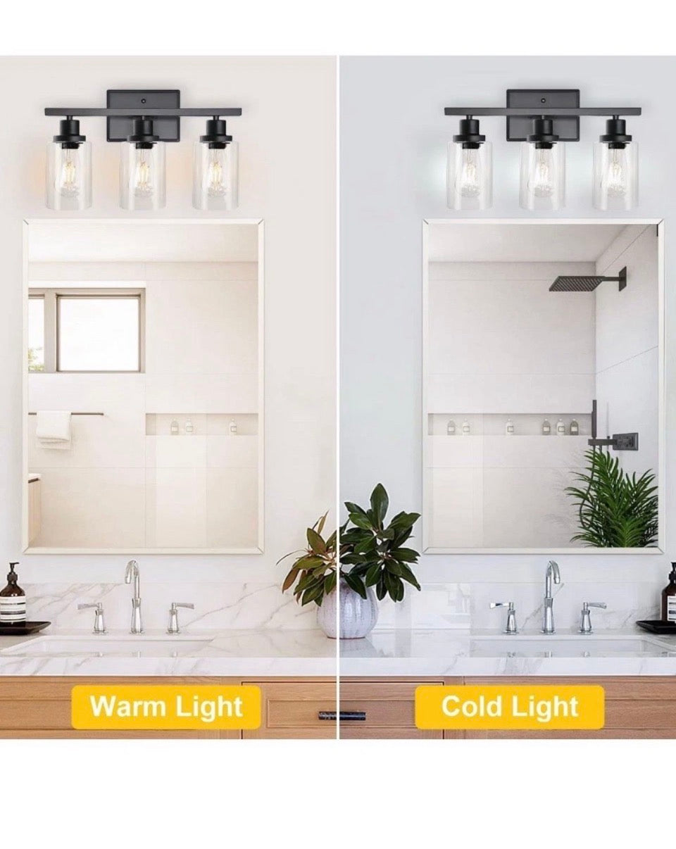 Open Box New Ascher Bathroom Vanity Light Fixtures, 3 Light Wall Sconces Lighting