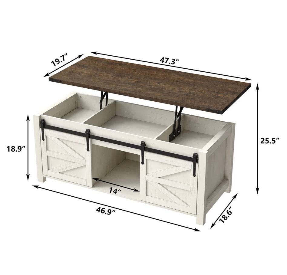 Jaquavion Coffee Table, •ul 66 Farmhouse Lift Top Coffee Table
