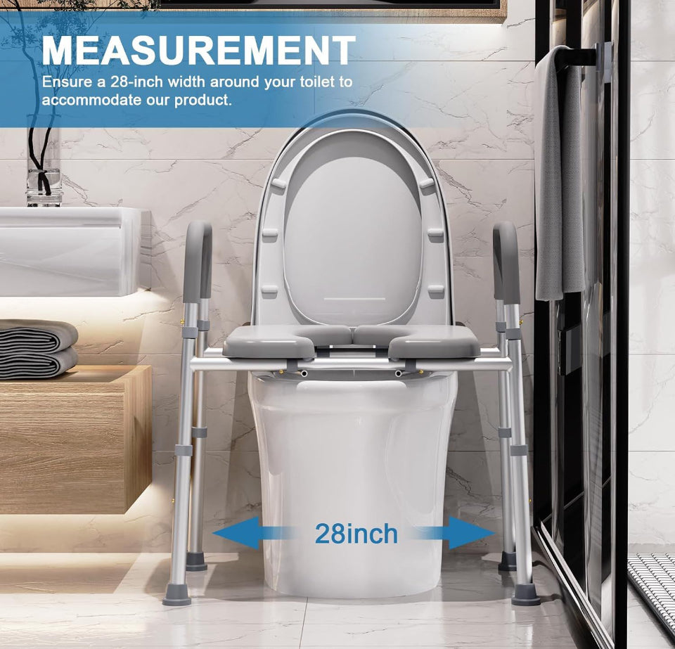 Eillion Raised Toilet Seat with Handles for Elderly Toilet Seat Risers for Seniors, Bedside Toilet Chairs for Seniors with Arms, Adjustable Height Handle - Selzalot