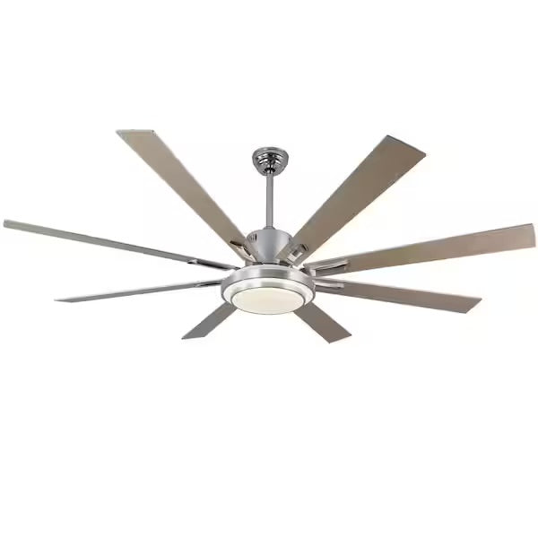 Open Box BellaDepot Areo72 in. Indoor Modern Chrome Large Ceiling Fan with LED Light and Remote, Reversible 6- Speed Fan Light for Living Room
