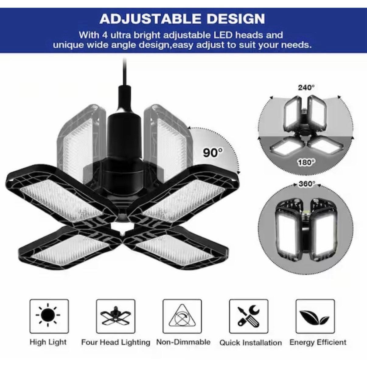 YANSUN 12 in. Ultra-Bright 8000LM 6000K 4 Adjustable Heads Premium Black Light