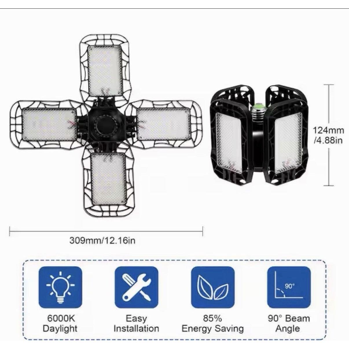 YANSUN 12 in. Ultra-Bright 8000LM 6000K 4 Adjustable Heads Premium Black Light