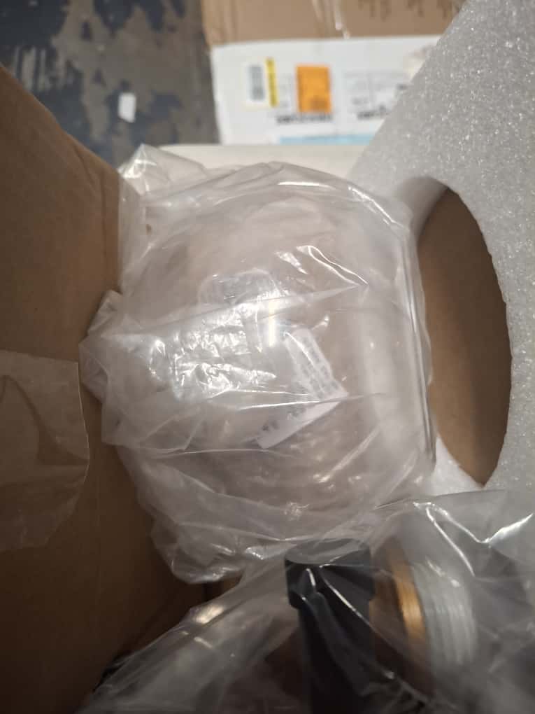 OPEN BOX NEW LNC Modern 35.5 in. 5-Light Aged Brass Vanity Light with Black Linear Frame and Clear Glass Globes