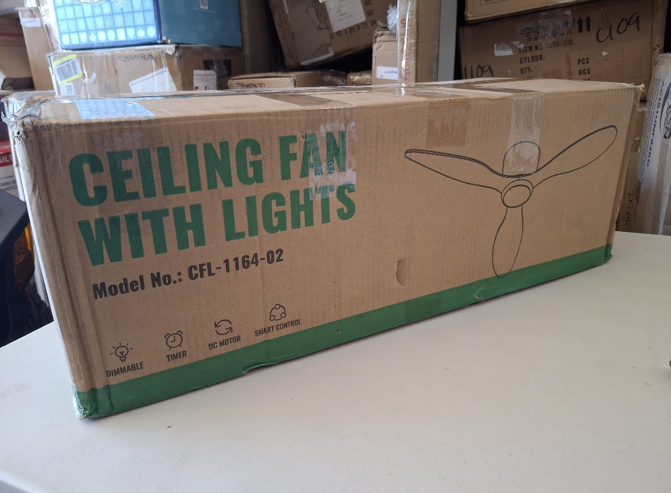 Open box ludomide Ceiling Fans with Lights, Low Noise Reversible Airflow DC Motor 52 Inch Ceiling Fan with Remote Control, Flush Mount Ceiling Fan for