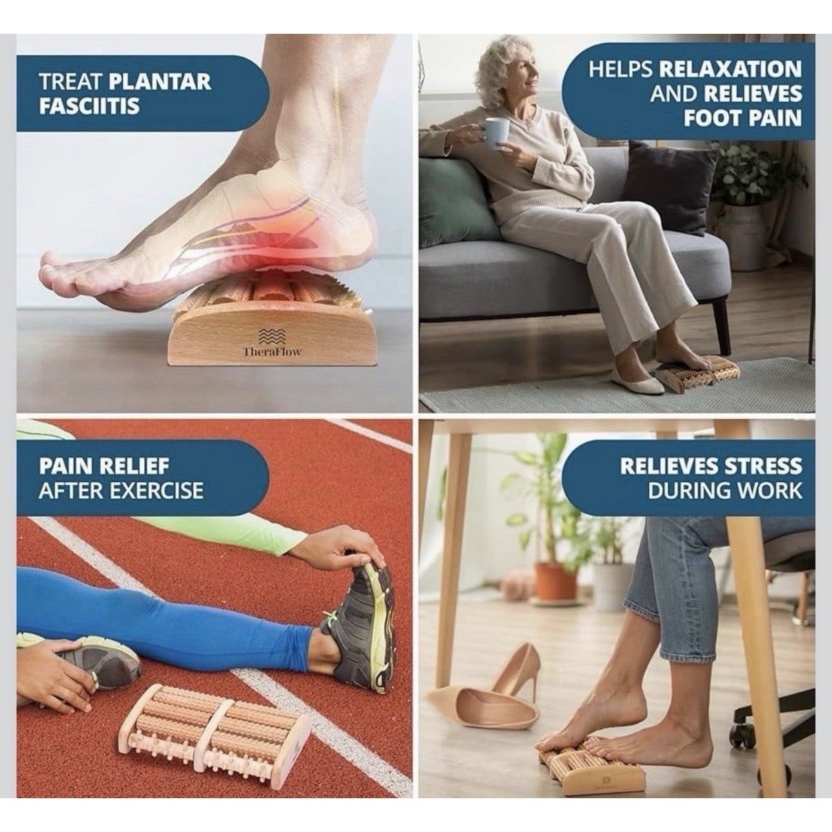 Theraflow Foot Roller for Plantar Fasciitis Relief and Neuropathy Pain Relief fo