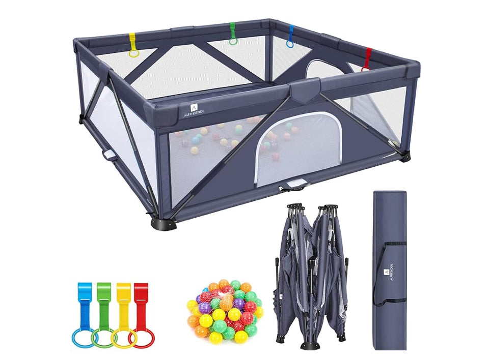 Foldable baby gate playpen, extra large 71"x71" for toddlers, easy setup and portable.
