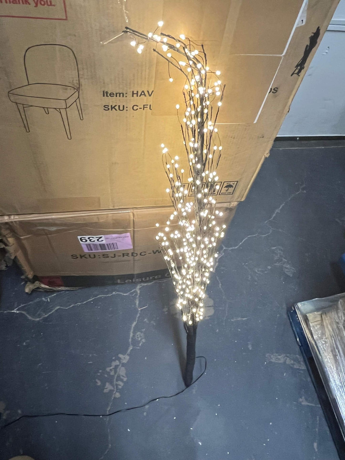 Hi-Line Gift LTD Black Birch Tree with LED Lights Indoor Use Only