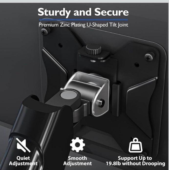 Open Box New BONTEC Monitor Arm for 15–34 Inch Screens, Ergonomic Gas Spring Single Monitor Mount, Full Motion Desk Stand with Tilt Swivel Rotation, V