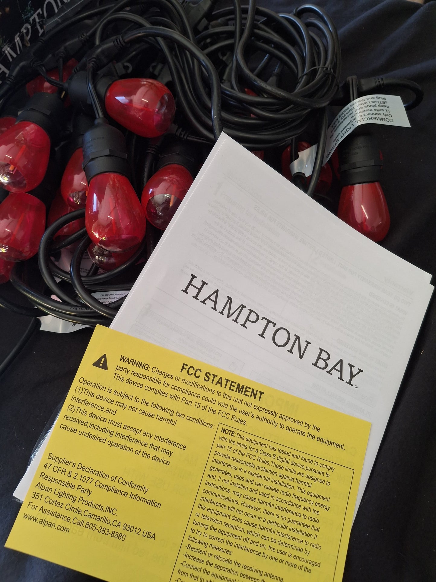Open Box Hampton Bay 24-Light 48 ft. Plug-in Indoor/Outdoor Edison Patio String Light with S14 Single Filament LED Bulbs