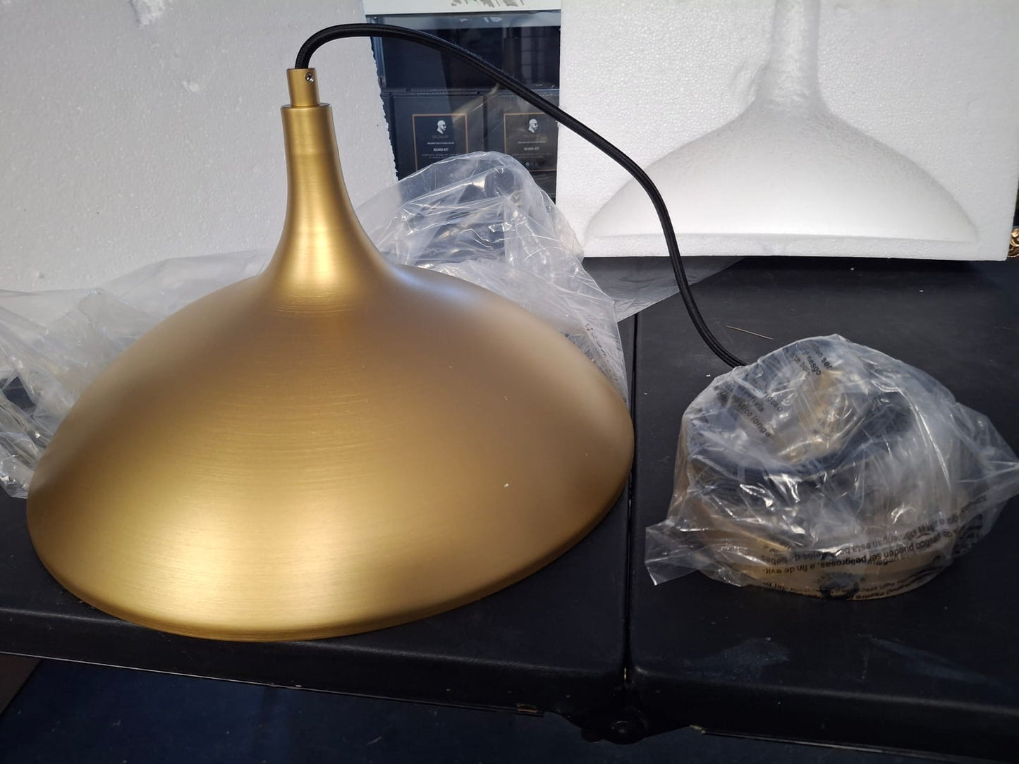 Open Box ALORA MOOD Abel 14 in. 1 Light 60-Watt Brushed Gold Pendant Light