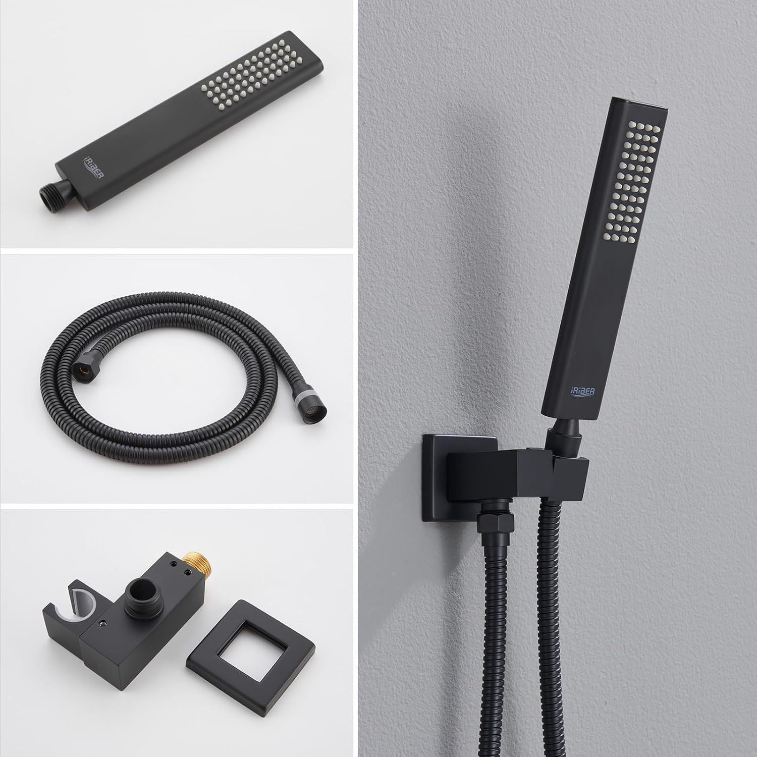 TRUSTMI Thermostatic Shower System Set Matte Black, 3-Way Push Button Diverter Brass Wall Mount Ceiling Shower Faucet Complete with16 Inch 2 Modes Wat - Selzalot